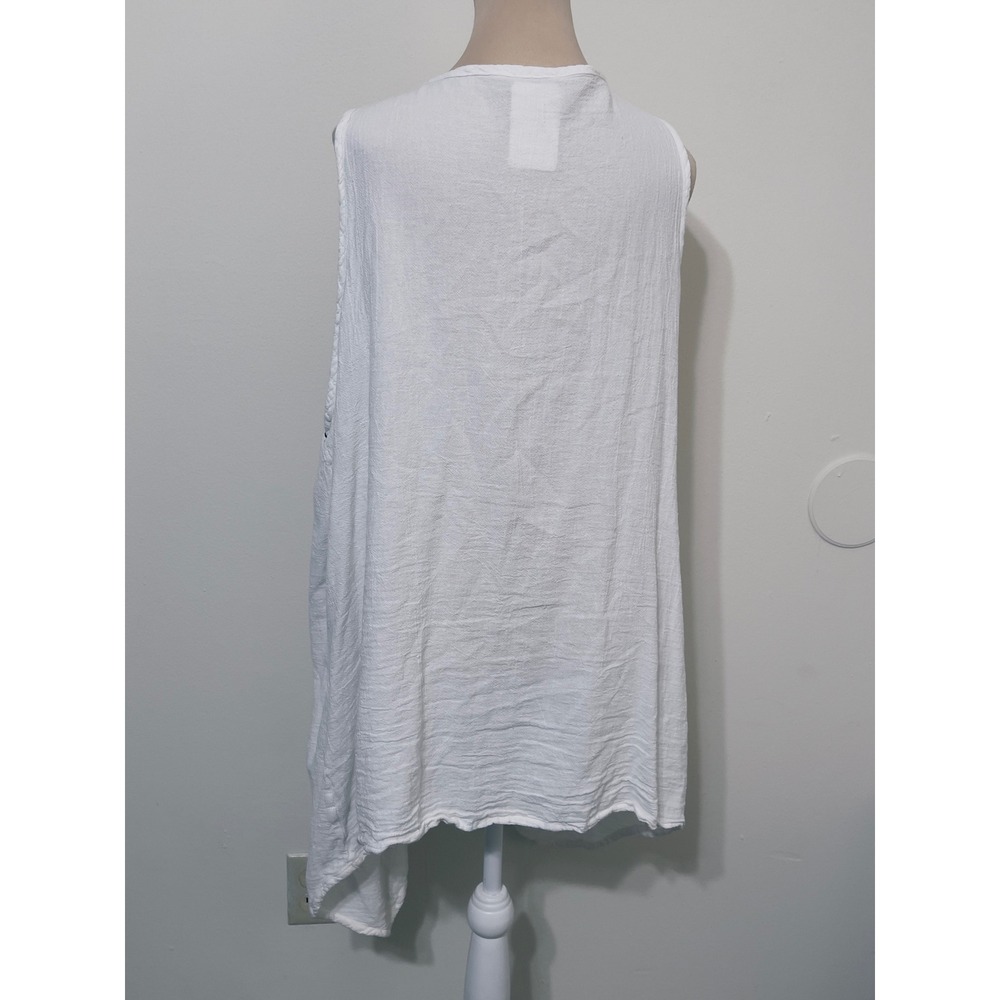 Oh My Gauze Women Omaha Snow Vest White Cotton Gauze OSFM Boho Beach Minimalist - Picture 4 of 6